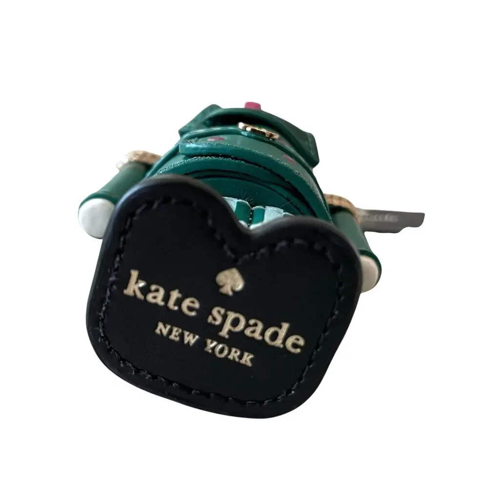 Kate Spade Oh What Fun 3D Nutcracker Key Chain Green Leather NEW